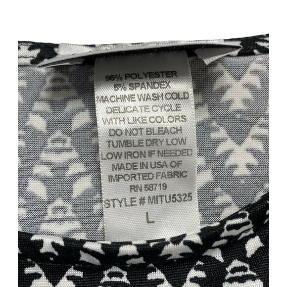 LINDA LEAL Black White Zig Zag Print Sleeveless Tank Size Large #MITU5325 - Picture 6 of 9